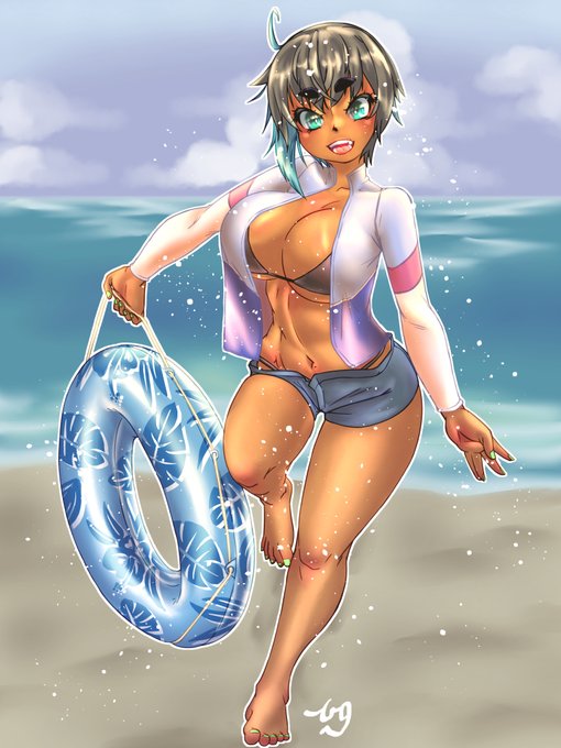 お盆過ぎても水着の季節は終わらない!
ビーチではしゃぐ蓮歌描きました。
(ラッシュガード有/無)
#九嶺蓮歌 