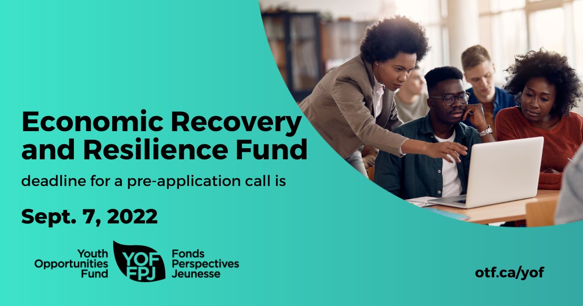 ONTrillium's tweet photo. The deadline is approaching to register your organization for YOF’s Economic Recovery and Resilience Fund. Book a pre-application call before Sept. 7: https://t.co/XcmdHu0w35 #YOFatOTF https://t.co/nACy5eOPbP