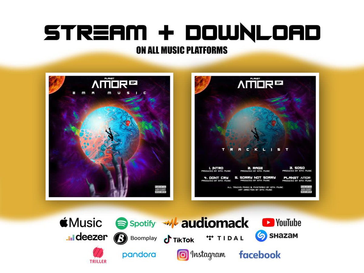 #AMOREP IS OUT NOW ON ALL STREAMING PLATFORMS 💜

All tracks written,produced ,Mixed &amp; Mastered by @EMAmusic_ 
Album art &amp; Animation created/Edited by yours truly @EMAmusic_ 

Thanks for retweeting 
Let’s stream 🔥

ema.fanlink.to/AMOR
