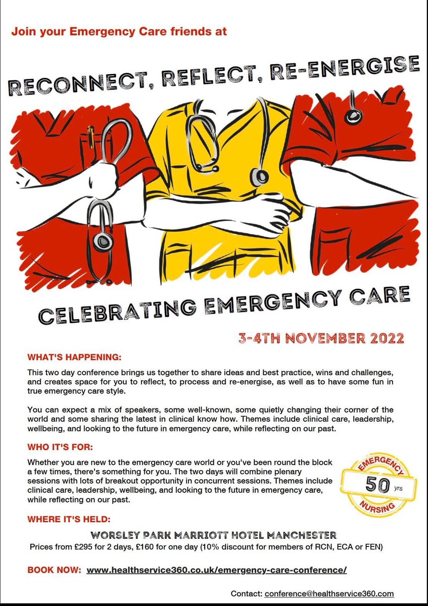 gabsl23's tweet photo. Please come and join us at this exciting Emergency Care Conference. The first time ED nurses have been able to get together for such a long time. A fantastic program that will allow people to network and exchange ideas. Also a celebration dinner to celebrate 50 years of EDnursing https://t.co/WSXVP5NtXY