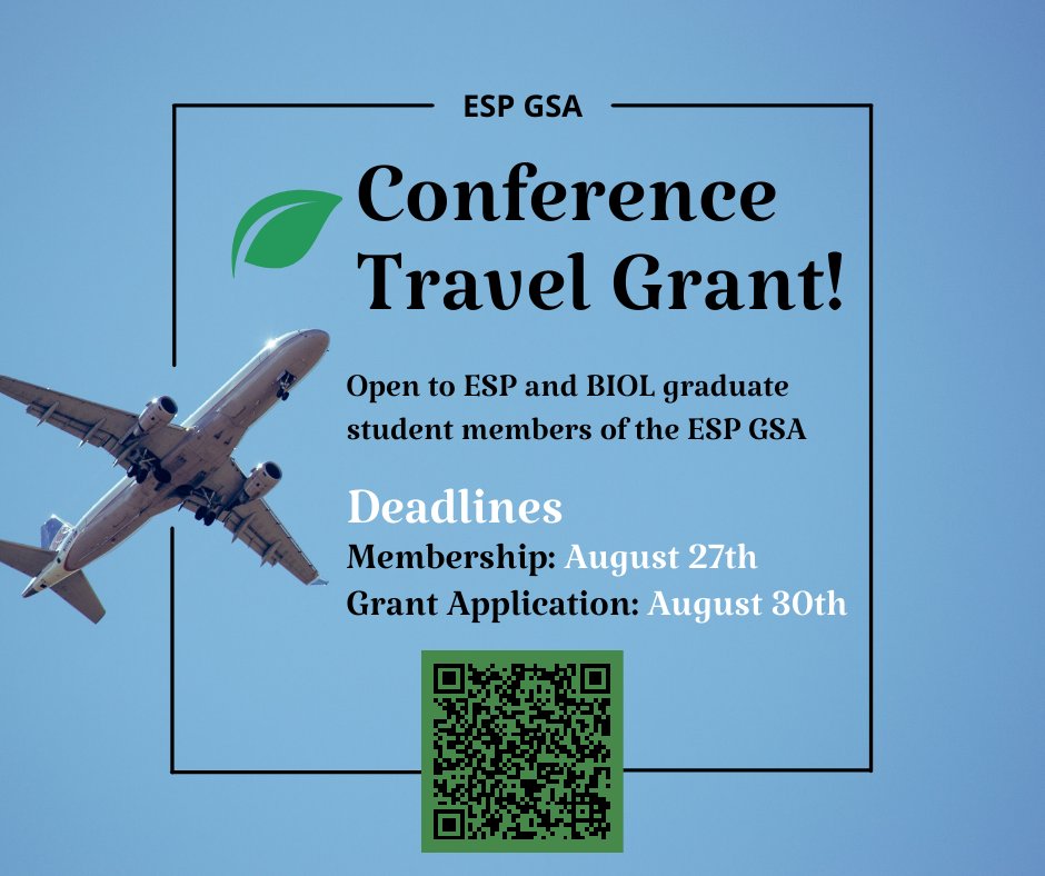 ESPMasonGSA's tweet photo. Hello everyone! A reminder that travel grant applications are due August 30th. To make things a little smoother for us we request that membership applications and dues are paid by the 27th. 
See here for details- https://t.co/WjsFWpsdIU https://t.co/3GXP6WqAUa