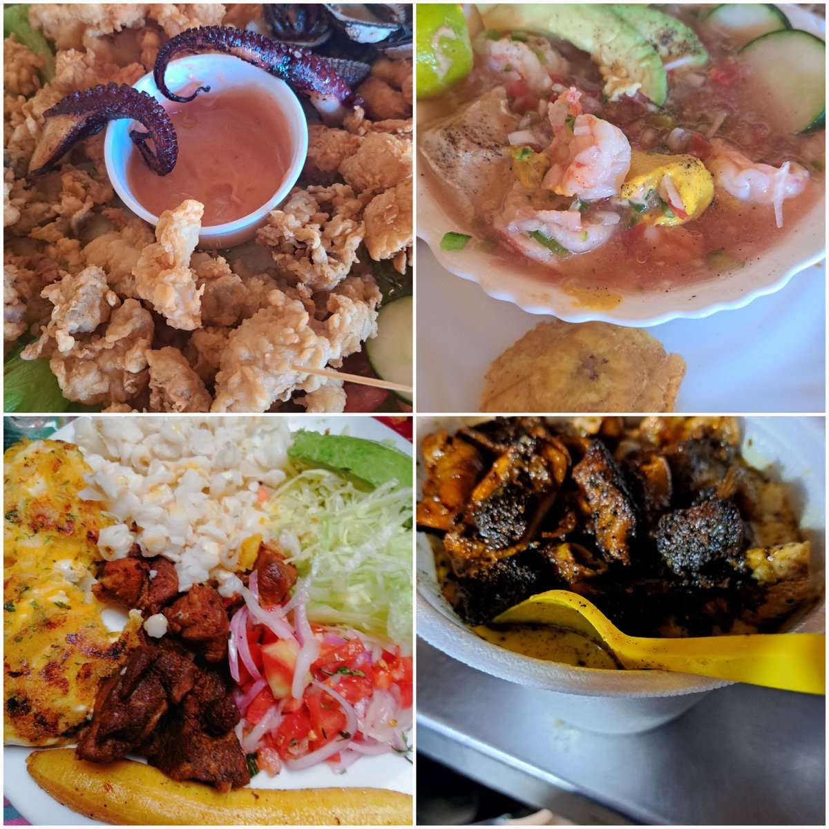 Yummy ecuadorian food. 🤤😋
Mariscos, ceviche, fritada, tripitas.