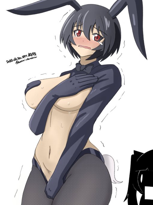 ルミナス組には流石に抵抗があったんで モハさんに着てもらいました。逆バニー。#art #illustration #drawing #絵 #お絵かき #イラスト #絵描きさんと繋がりたい #イラスト好きさんと繋がりたい #夏の創作クラスタフォロー祭り #w_witch #s_witch #ブレイブウィッチーズ 