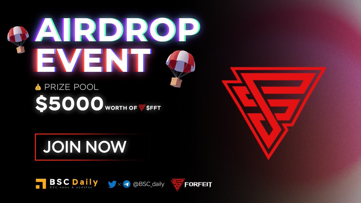 🪂Forfeit (FFT) Airdrop

🔗Link to join: newadropz.xyz/2022/08/forfei…
📅Airdrop end date: 2022-08-24 5 PM UTC
💰Aidrop value: $5,000 worth of $FFT up for grabs to 50 lucky winners

#Airdrop #Crypto