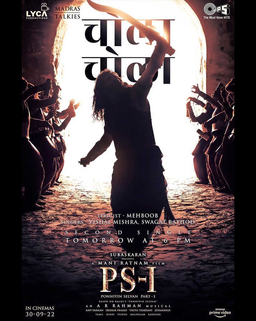 sudhagupta76's tweet photo. Cholas from South are coming to conquer the hearts of the people after Karthikeya2. #PS1SecondSingle #PonniyinSelvan1 #Karthikeya2Hindi https://t.co/l62YAyREjz