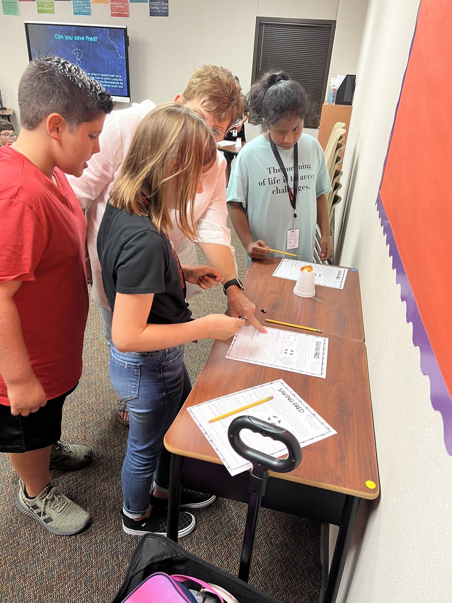 ValcinSTEM's tweet photo. Stop! Collaborate and Save Fred! 5th grade’s back with our brand new inventions! (I think that’s what the song said 🤔) #collaboration #TeamworkMakesTheDreamWork #Fantastic5th #TeamBuilding @StanleyStampede https://t.co/DChq4AQsZW