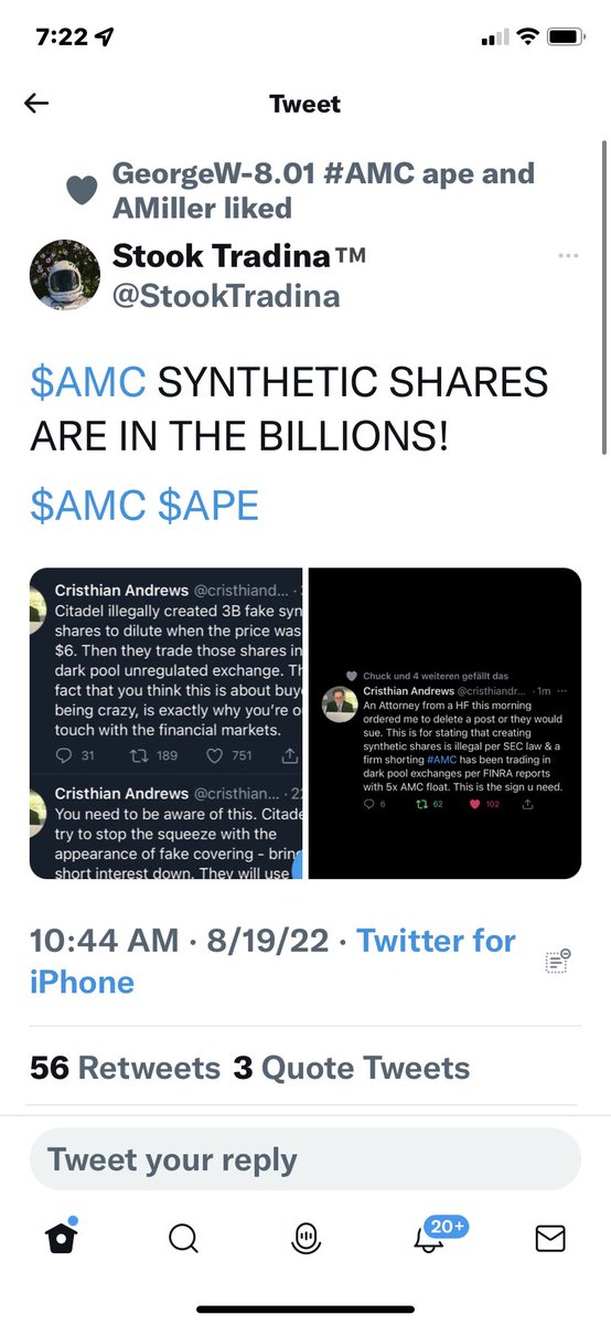 misunartcloud's tweet photo. @gnarlycheck Citadel illegally created synthetic shares, no surprise! @FINRA @DOJCrimDiv @SECGov https://t.co/OyYZzjgFpz