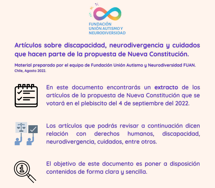 FuanFundacion's tweet photo. Compartimos Guía: “Artículos sobre discapacidad, neurodivergencia y cuidados que hacen parte de la propuesta de Nueva Constitución”, elaborada por #FundaciónFUAN. Descarga la Guía íntegra o consulta en línea ➡️https://t.co/ZnOJFDOn6r #PlebiscitoDeSalida https://t.co/XNPxjO9UKY