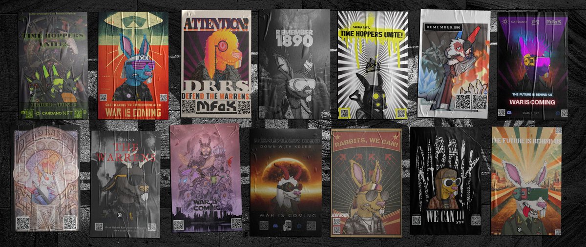 Winners from the DRRS poster contest, soon to appear all over the world.

Not pictured:  Dozens of other great entries.  The Rabbit Clan is FULL of amazing artists.

#Cardano #CNFTartist #CardanoCommunity