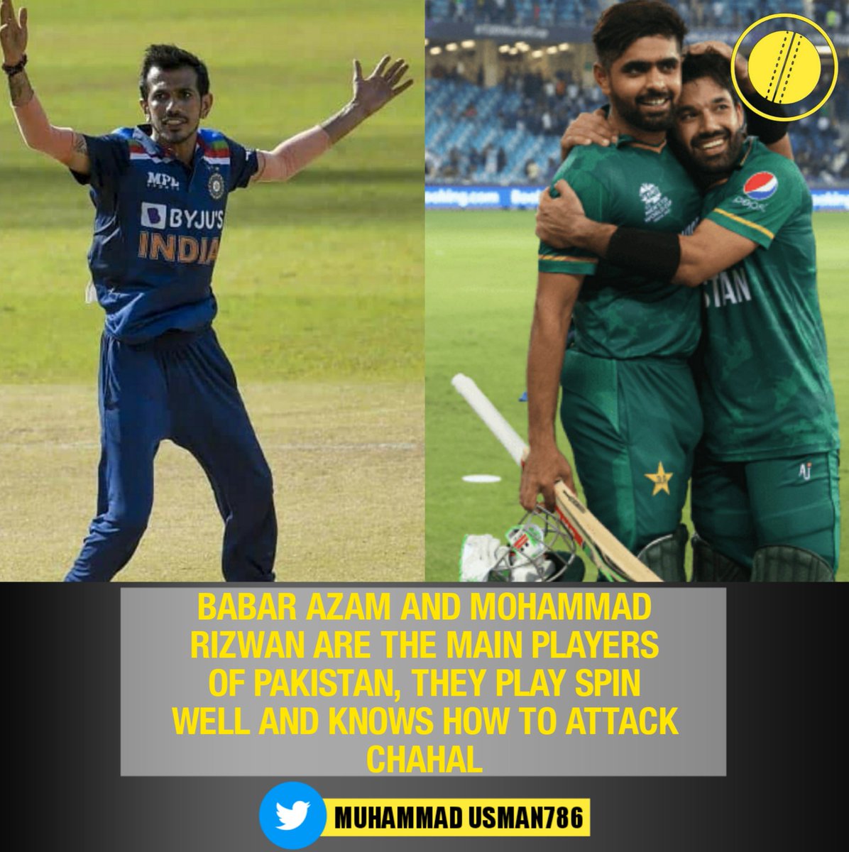 CricPlyzUsmanPK's tweet photo. You have to do planning against Babar Azam, Mohammad Rizwan and Khushdil Shah because they can change the game anytime - Yuzvendra Chahal
#PAKvIND | #Cricket | #Pakistan | #BabarAzam | #MohammadRizwan | #KhushdilShah | #YuzvendraChahal #India #MuhammadUsman786 https://t.co/PFbXAo9S27