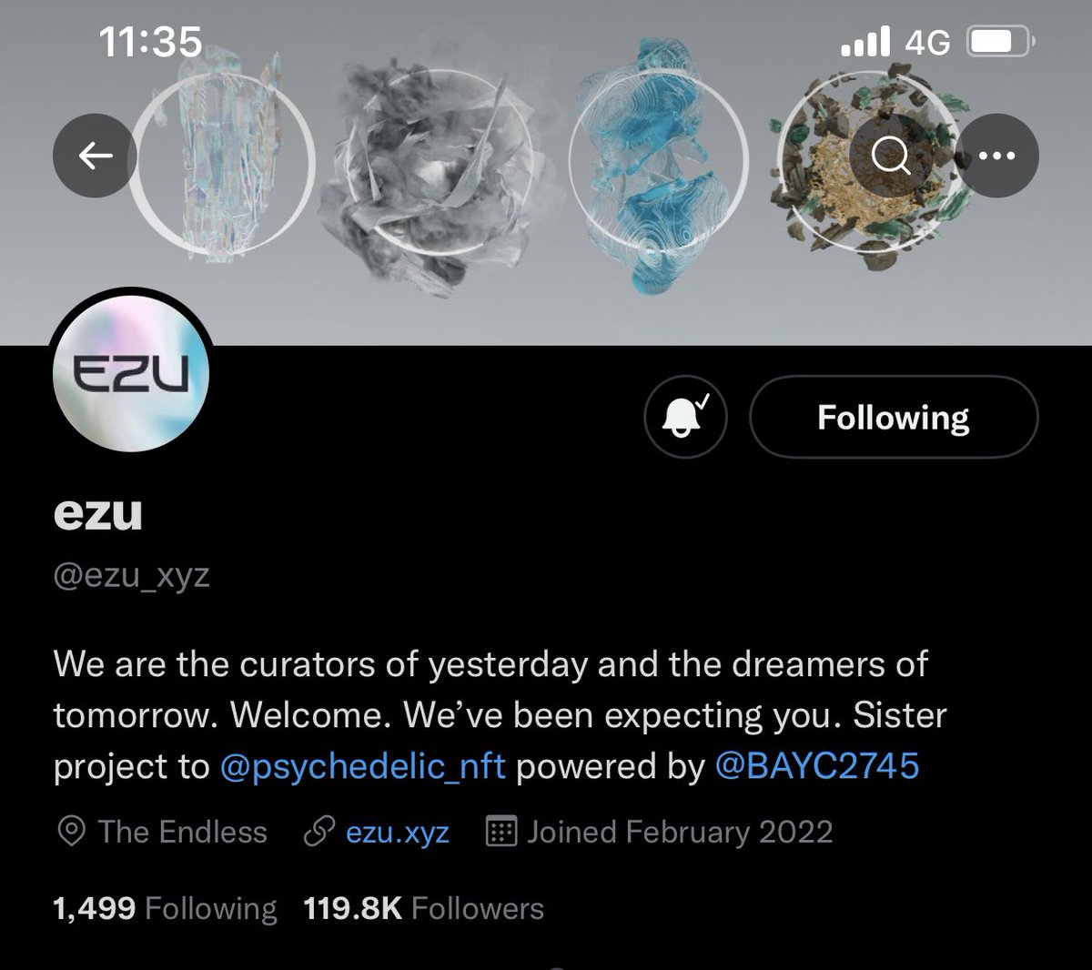 nftdegen_'s tweet photo. @ezu_xyz saving their 1500th follower for me? #PAfollowEZU https://t.co/PooIUWZEyK