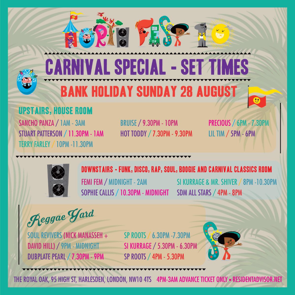 ra.co/clubs/150410 
#NottingHillCarnival #northfest10 #Harlesden #willesden #nw10
Station #willesdenjunction
Buses 18,220,187,226,206 
<a href="/HotToddyUK/">Hot Toddy UK</a> <a href="/SanchoPanzaDJs/">Sancho Panza</a> <a href="/FemiFem/">Femi Fem</a> <a href="/StuPattersonUK/">Stuart Patterson</a> <a href="/FORM_UK/">FEDERATION OF REGGAE</a> <a href="/Buy_Brent/">BuyBrent</a> <a href="/BANGCharity/">BANG</a> <a href="/carnivaldesign/">Mahogany Carnival</a>