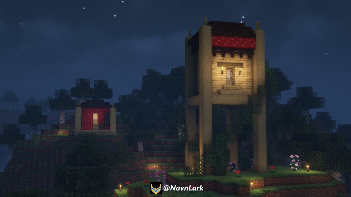 NavnLark's tweet photo. Heya, I'm Navn, I use any pronouns (but prefer ze/zir) &amp; I'm a nonbinary bi w/a love for building, streaming, using replay mod &amp; spending SO much time on SMPs, whoops. Including pics of some of my survival builds + my current creative mode draft for another build! #GayCraftSMP https://t.co/Fc7TKhibj1