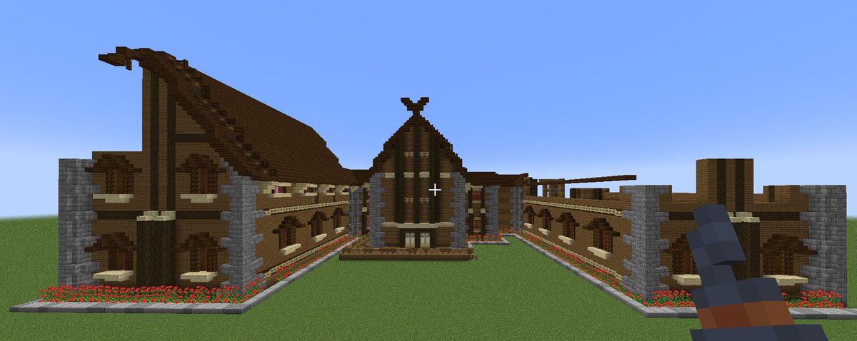NavnLark's tweet photo. Heya, I'm Navn, I use any pronouns (but prefer ze/zir) &amp; I'm a nonbinary bi w/a love for building, streaming, using replay mod &amp; spending SO much time on SMPs, whoops. Including pics of some of my survival builds + my current creative mode draft for another build! #GayCraftSMP https://t.co/Fc7TKhibj1