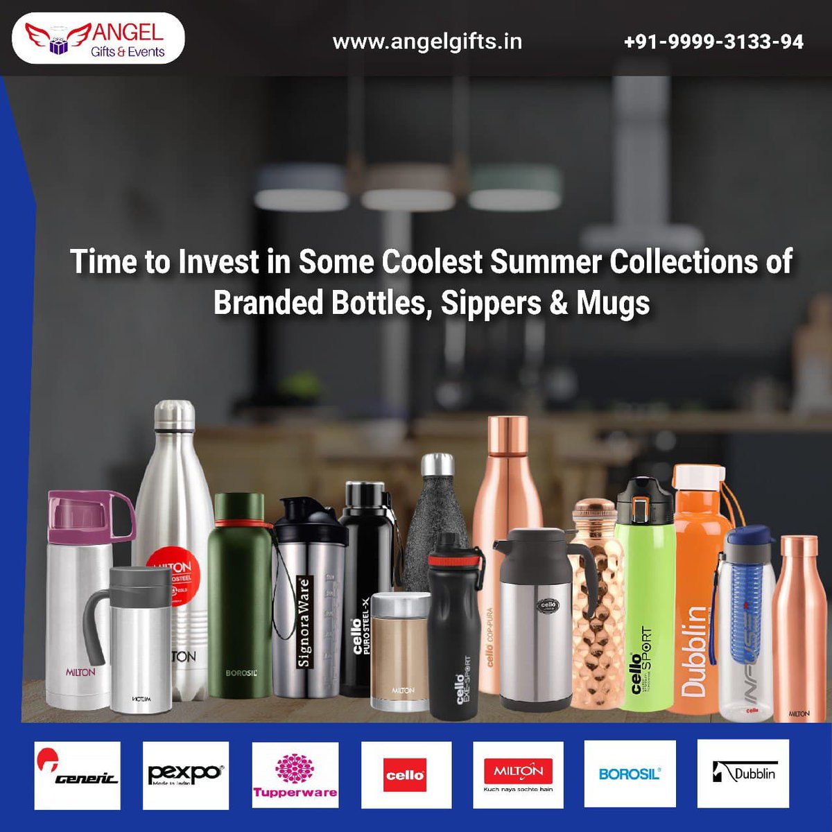 Get Summer Ready with #angelgifts. Presenting a vast range of Branded/ Promotional Water bottles. Just add your LOGO & Gift to your #Employees, #businesspartners, #clients & #customers. Call 👉 9999313394 for Best Prices. #promotionalbottles #businessgifting #promotionalgifting