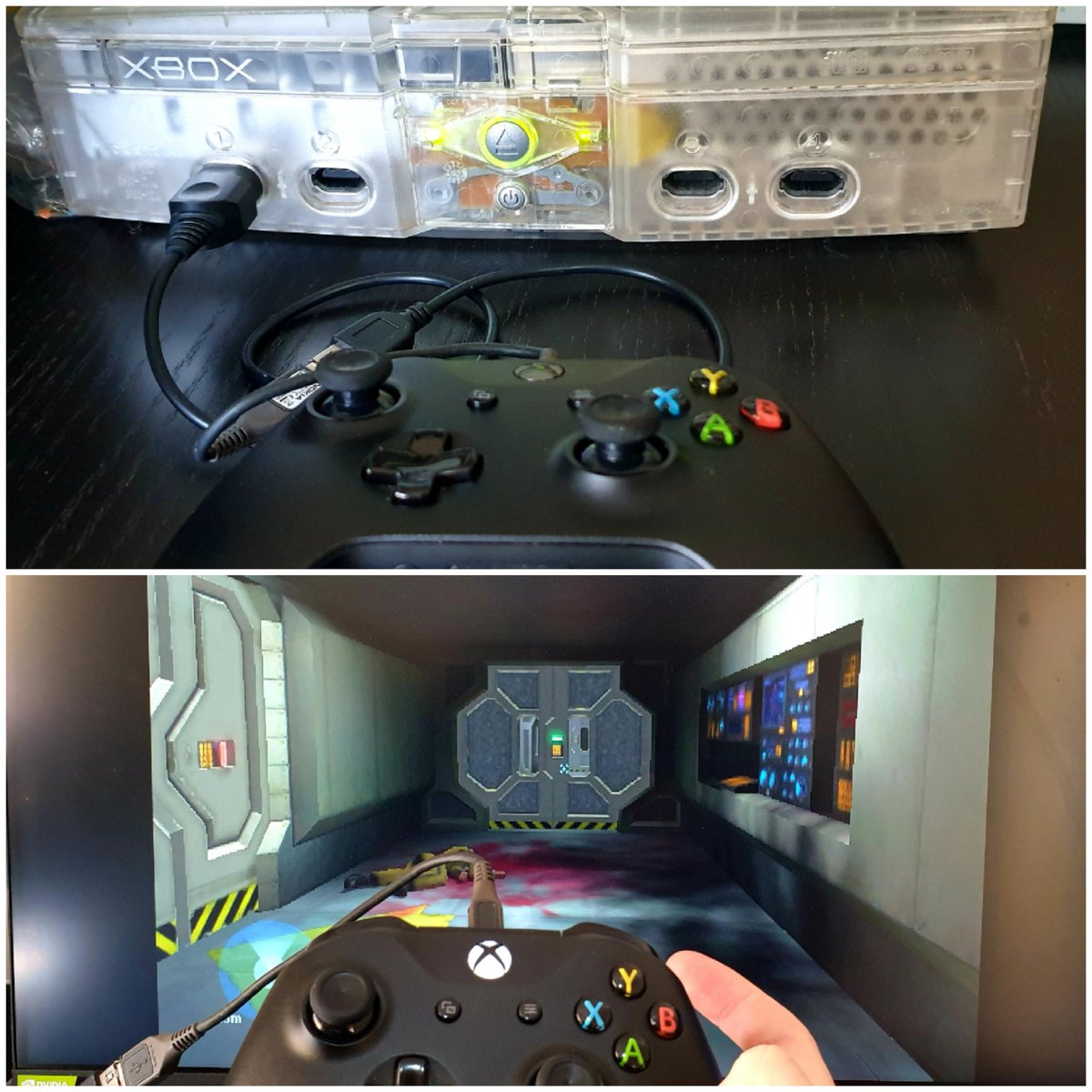 Native Xbox One controllers on the Original Xbox 👀 #projectatlas <a href="/LoveMHz/">Dustin Holden - MakeMHz</a>