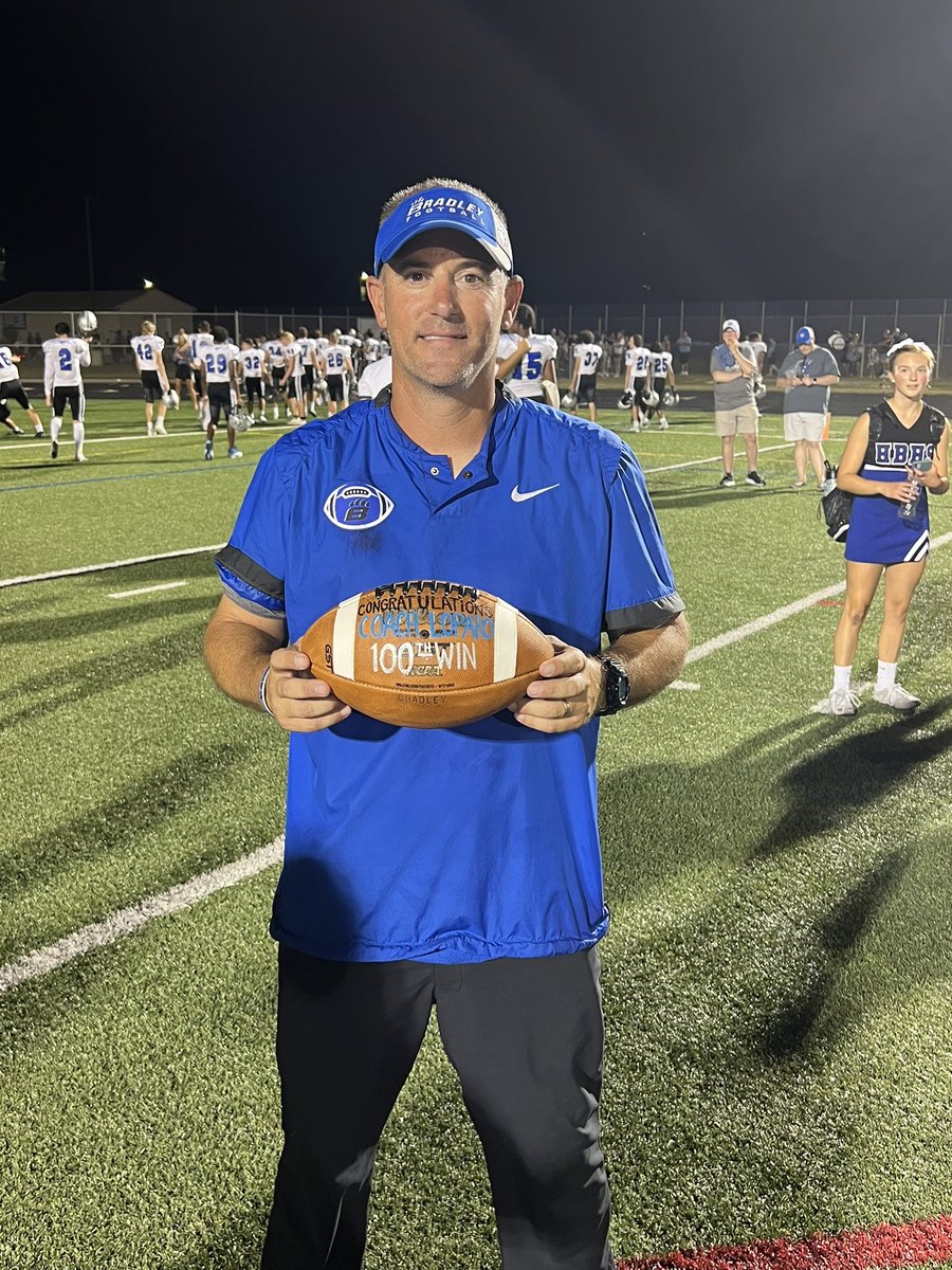 Congrats to <a href="/BradleyJaguarFB/">Bradley Football</a> on getting Win #1! 

ALSO big CONGRATS to Coach LoParo on career win 100 as well! 🐆