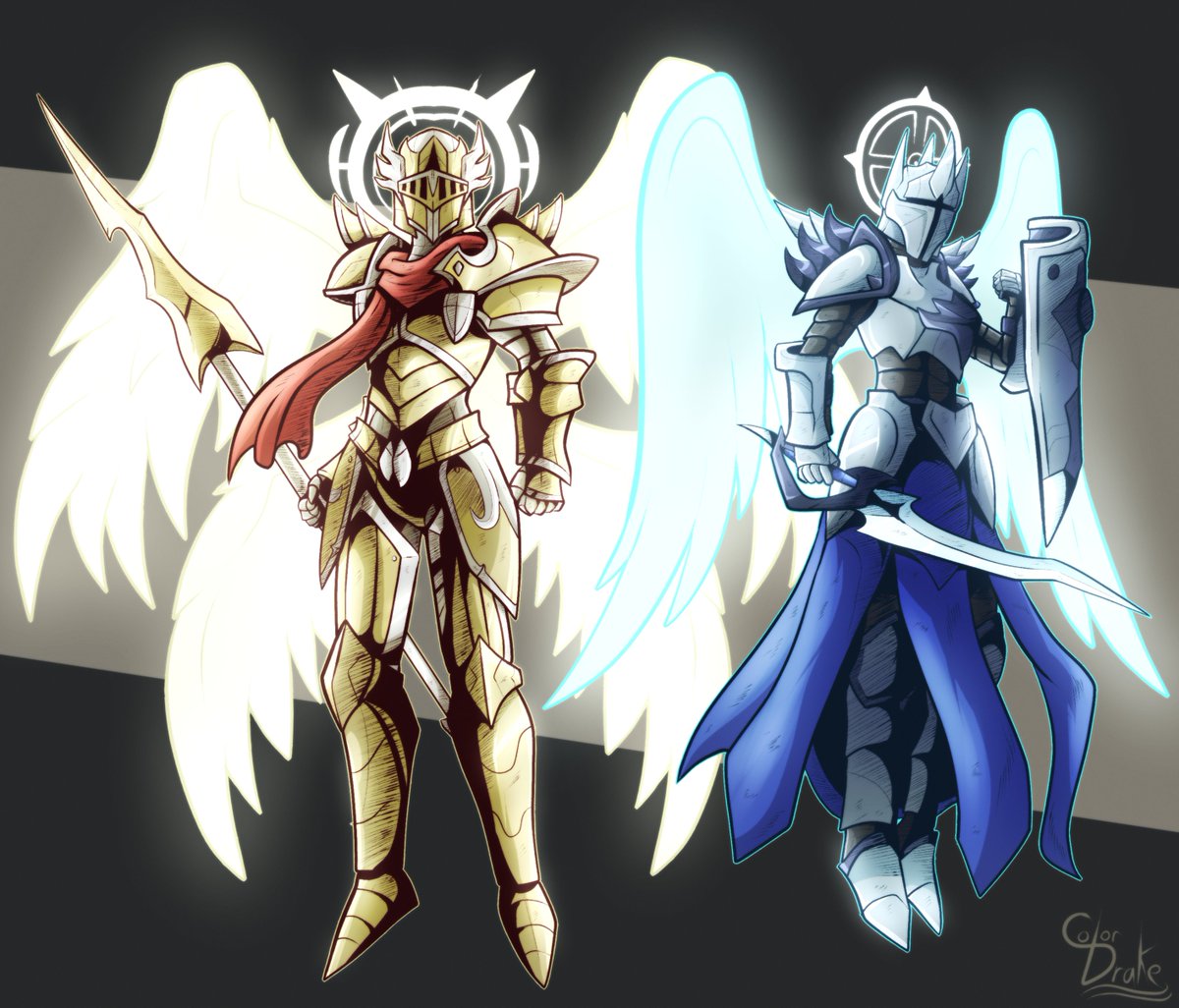 ColorDrake's tweet photo. -Spear of Holy fire, Heldric , Shield of Light, Avery-
#DnD #5edition #Angels https://t.co/pAyoorQMUO