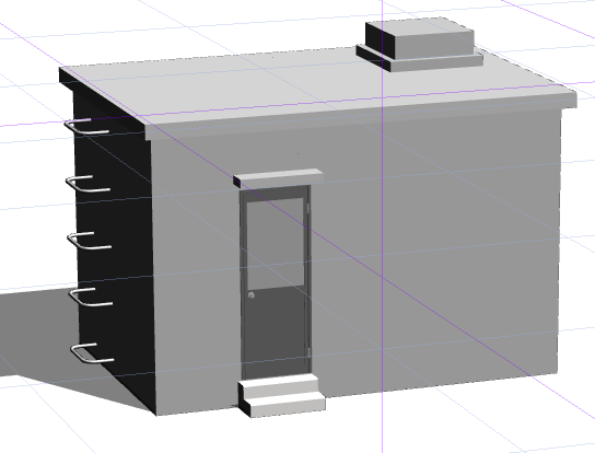 学校の屋上の入り口が3Dで欲しいけど素材がない……ってんで既存の素材を組み合わせたらどうにでもなりました。やったぜ。 