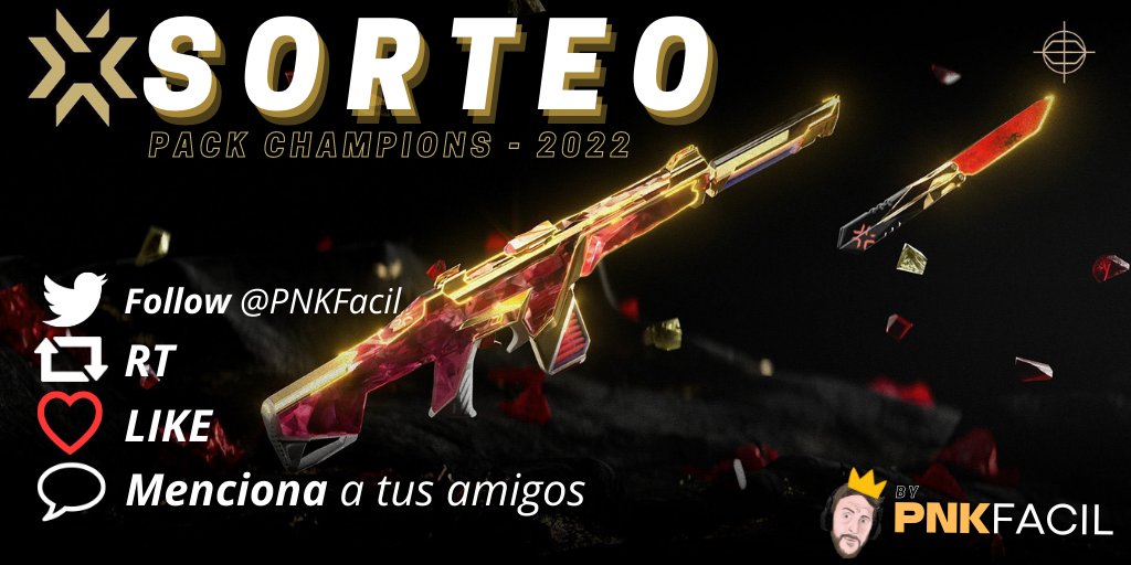 🎁SORTEO
  ✨VALORANT | PACK CHAMPIONS 2022

 ✅Follow <a href="/PNKFacil/">PNKFacil te quiere</a>
  🔃RT+❤ LIKE al tweet
  🗨Menciona a tus amigos

   Suerte gente!  🤞🍀 (+info en mi Twitch)