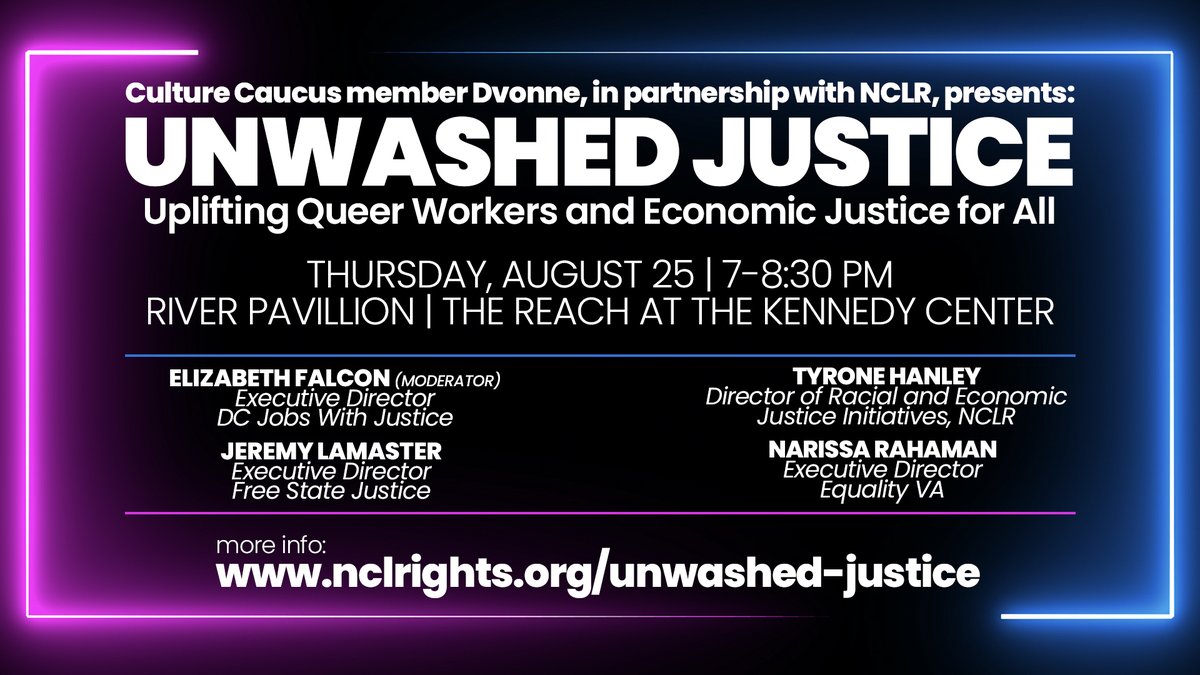 NCLRights's tweet photo. It’s #FactFriday! Economic justice IS an #LGBTQ issue. Learn about how the root causes of systemic racial and gender discrimination shape economic oppression in the LGBTQ+ community next week at the @kencen with us, @EqualityVA, @DCJWJ, &amp; @FreeStateLGBTQ! https://t.co/eQk01KAQea https://t.co/WSjN9BUzsS