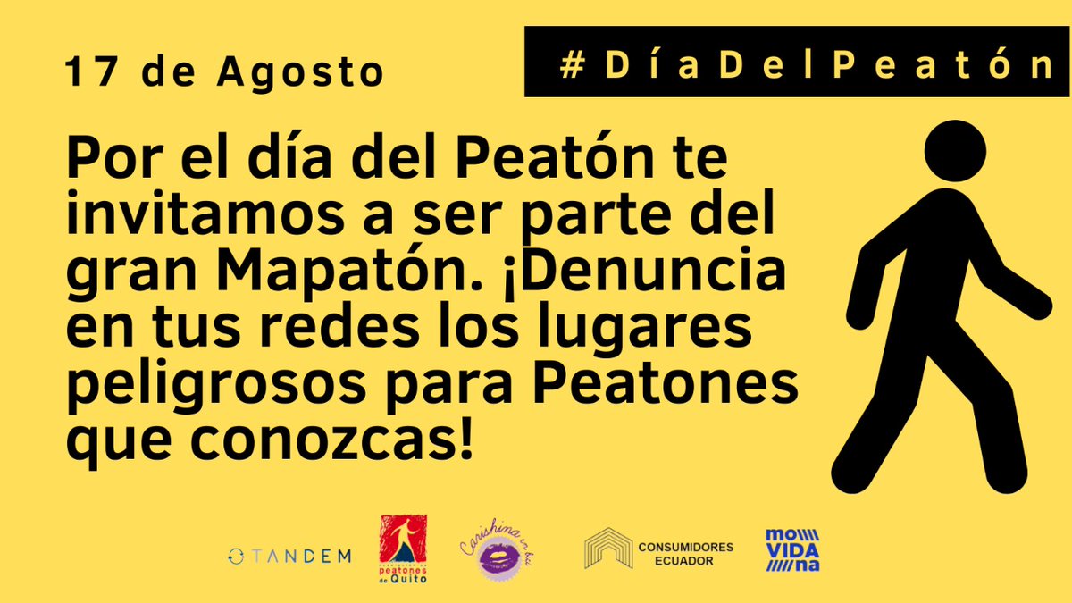 Carishinaenbici's tweet photo. Como peatón/a 🚶🚶♀️🧑🦽👨🦼te han dado ganas de quejarte por:
👉cruces inseguros,
👉veredas en mal estado,
👉autos estacionados en las aceras
¡Esta es tu oportunidad!
Desahogate en tus redes sociales con fotos y posts
usa los hashtags #mapaton #diadelpeaton https://t.co/kFZD6SQYCB