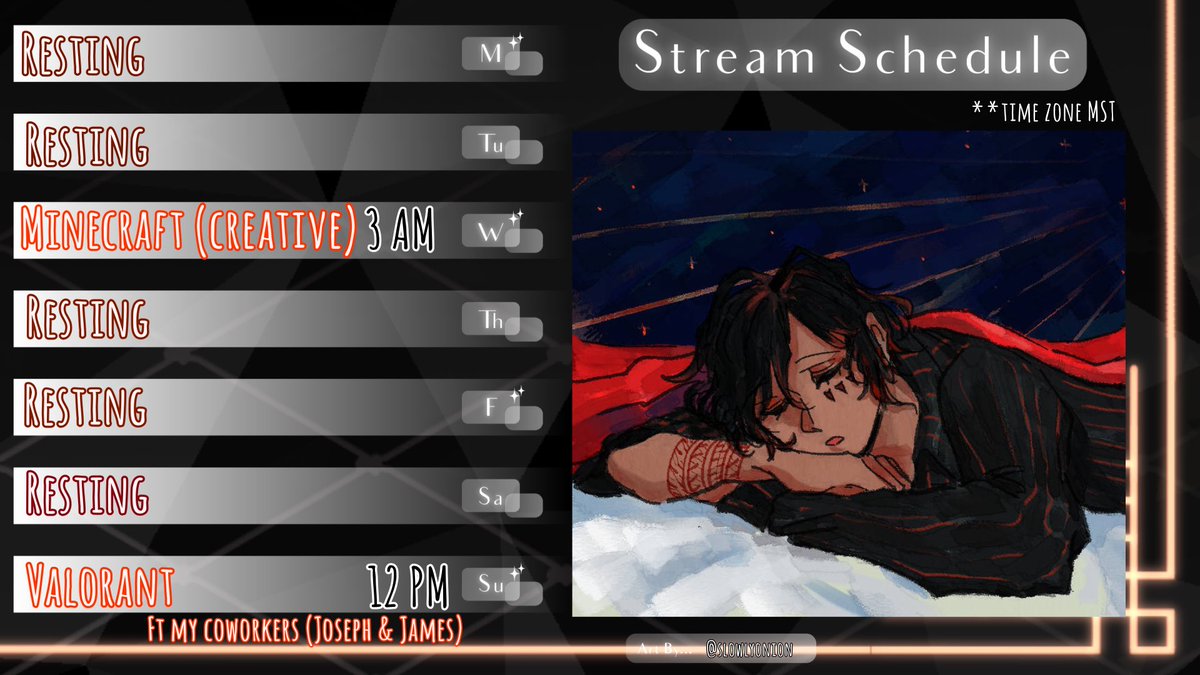 TrucksamaVT's tweet photo. Alright here’s our stream schedule! I’ll be playing Valorant with my coworkers and one of them barely got his pc set up so he has NO IDEA how mouse and keyboard shooters work! So look forward for two newbies playing an fps game! (I’ll be on an alt acc with inverted x &amp; y axis) https://t.co/45aejyGrxm