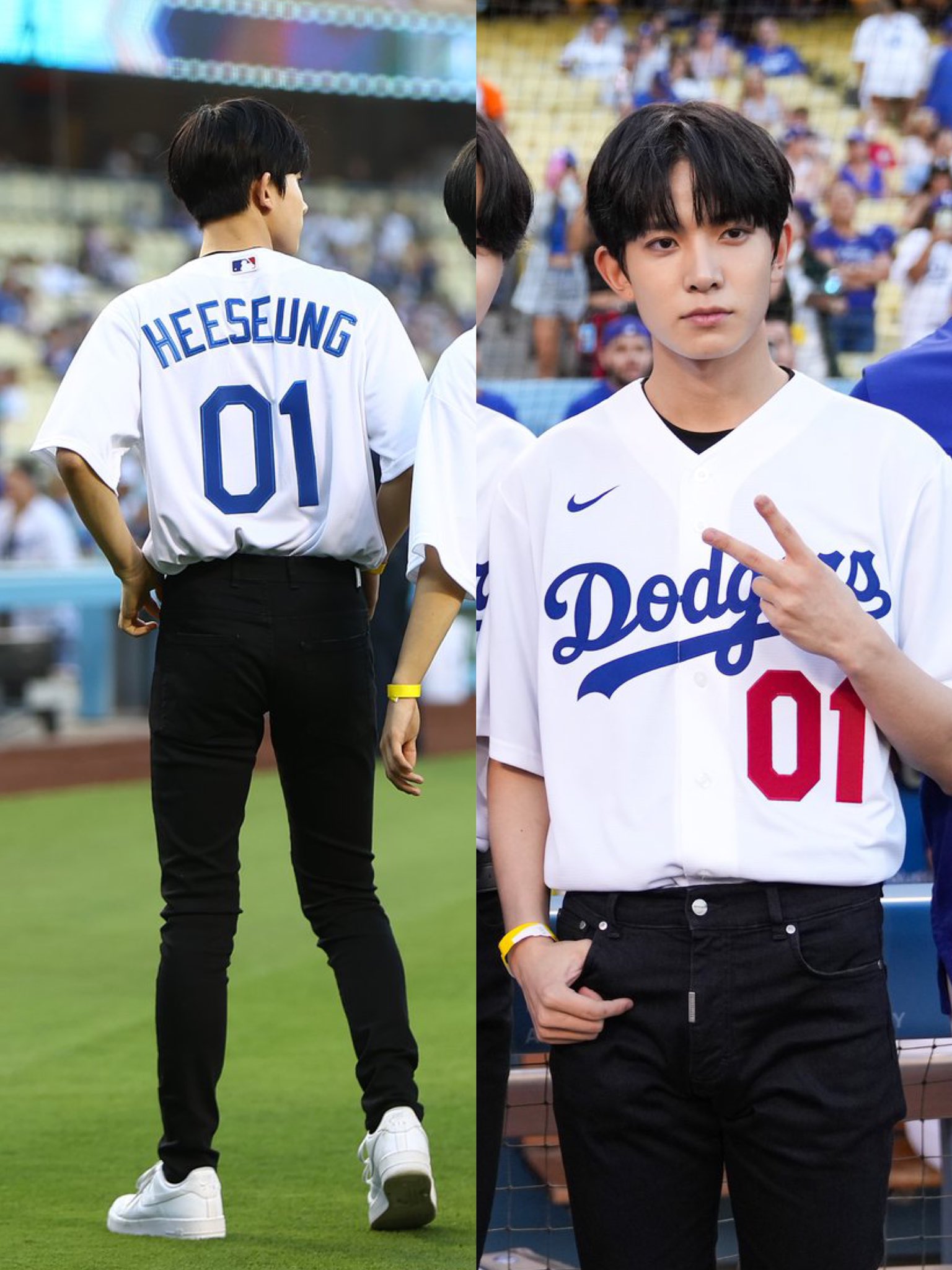 ⭒ on X: #heeseung at the dodgers game!  / X