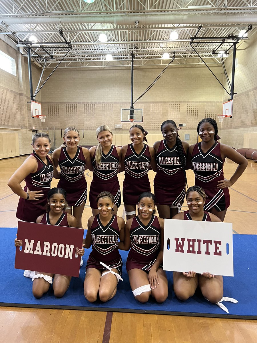 wakefield_cheer's tweet photo. Not the outcome we wanted but I am so proud of these 10 girls. They gave it all they had cheering on the Wolverines! Small but mighty ❤️ https://t.co/lA53vRW1m5