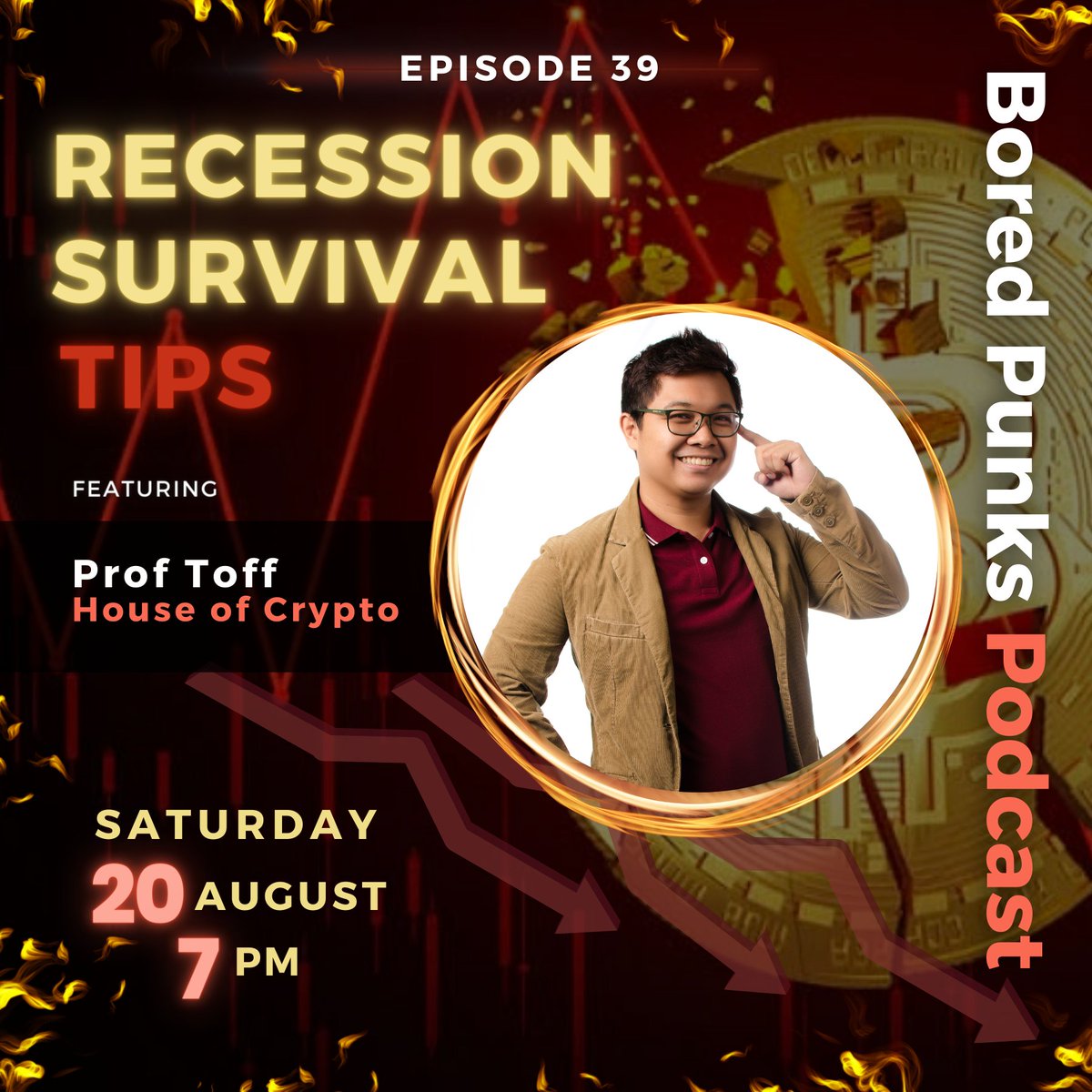boredpunksoc's tweet photo. What is a recession? Does this really happen? π€
In the event of a recession, it is important to understand what your choices are and how to endure the worst of times.
Prof Toff will guide you to economic survival, tonight at 7PM! π
#BoredPunksOfSociety #BPOSPodcast #BPOS https://t.co/96DqezTug9