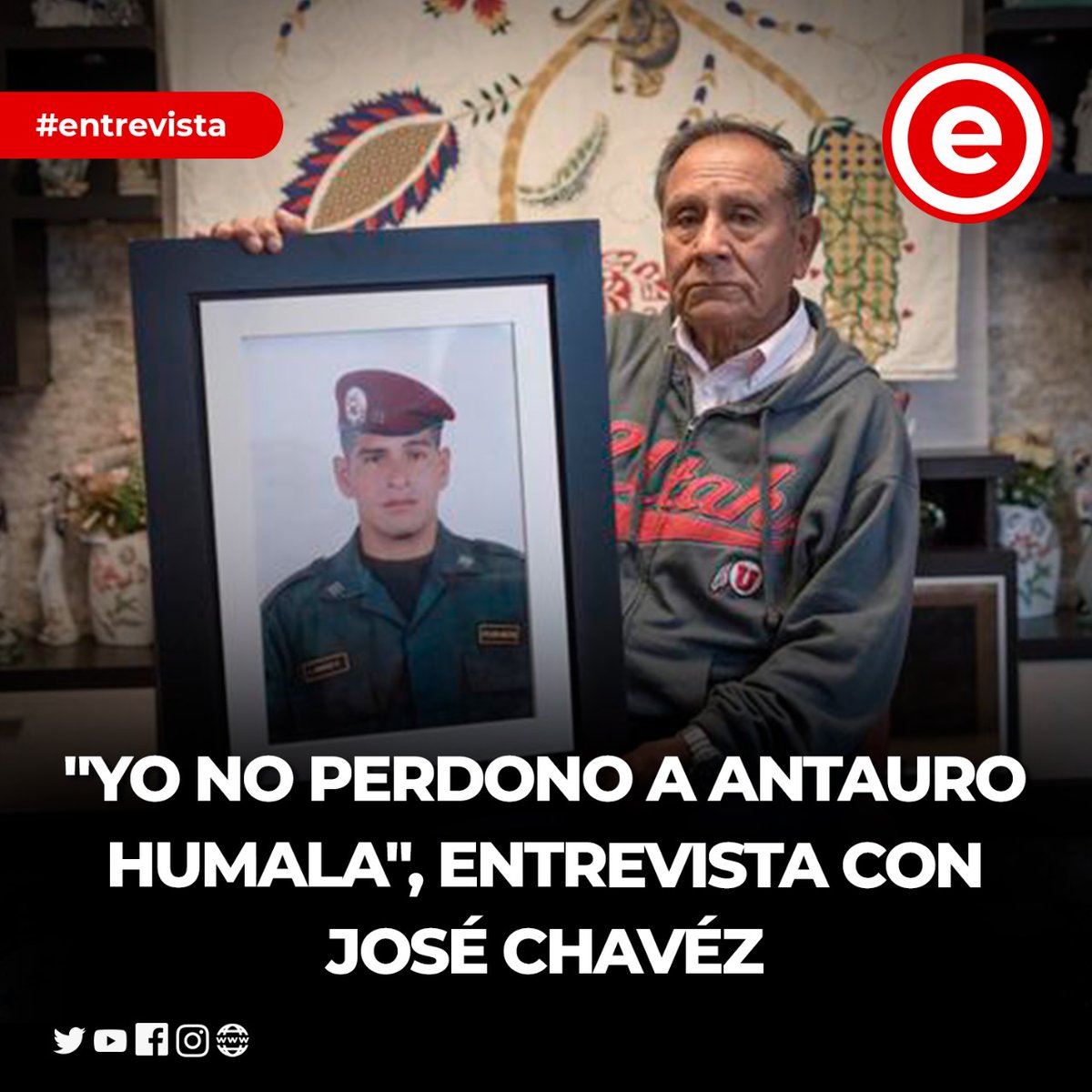 Epicentro_TV's tweet photo. 🔴 #EntrevistaExclusiva | Así reacciona padre de teniente Luis Chávez, asesinado en el Andahuaylazo, ante noticia de liberación de Antauro Humala.

Mira la entrevista completa AQUÍ ▶️ https://t.co/MtlLKMQdMd https://t.co/gqN2KHqJRj