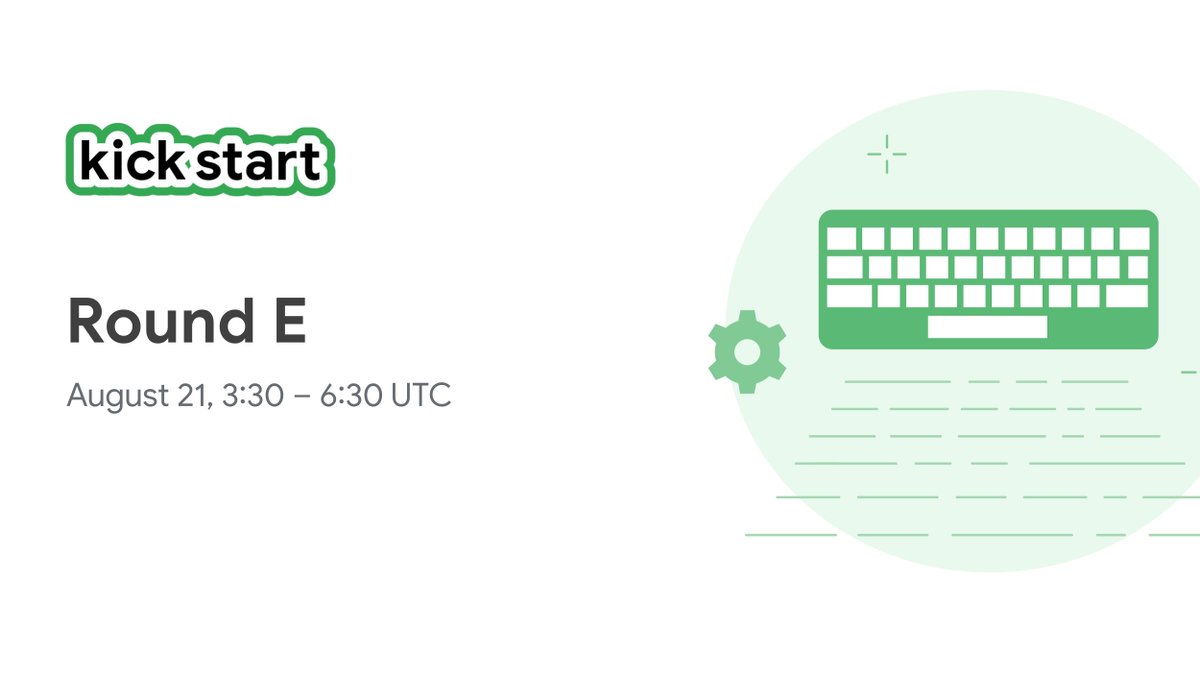 gcodingcomps's tweet photo. ⏳ We are 24 hours away from Kick Start Round E and the countdown is on! 

Rest up coders; we'll see you at 3:30 UTC on August 21 for three hours of competitive coding action.

Feeling nervous? Here's how you can feel more confident before the round begins 👇 https://t.co/oh0uzTbQcK