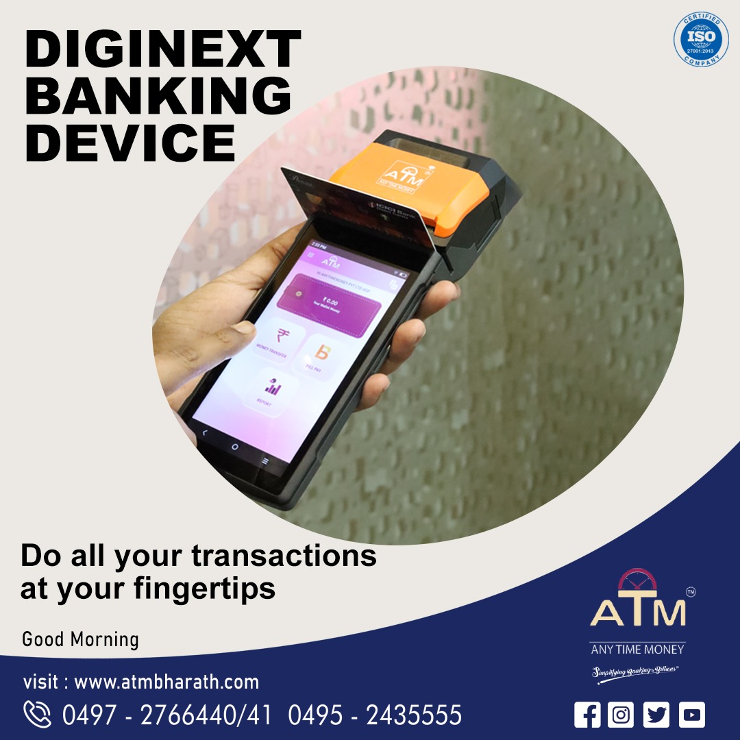 Anytimemoneyltd's tweet photo. All banking transactions at your fingertips. Book your device now itself.
Email  : customercare@atmbharath.com
Website : https://t.co/bD0eKVRlzd 

#atm #diginextbankingdevice #bbps #pos #microatm #dmts #doorstepdelivery #doorstep #fintech #mtss #financialservices #franchise https://t.co/9PZ9wG0mUb