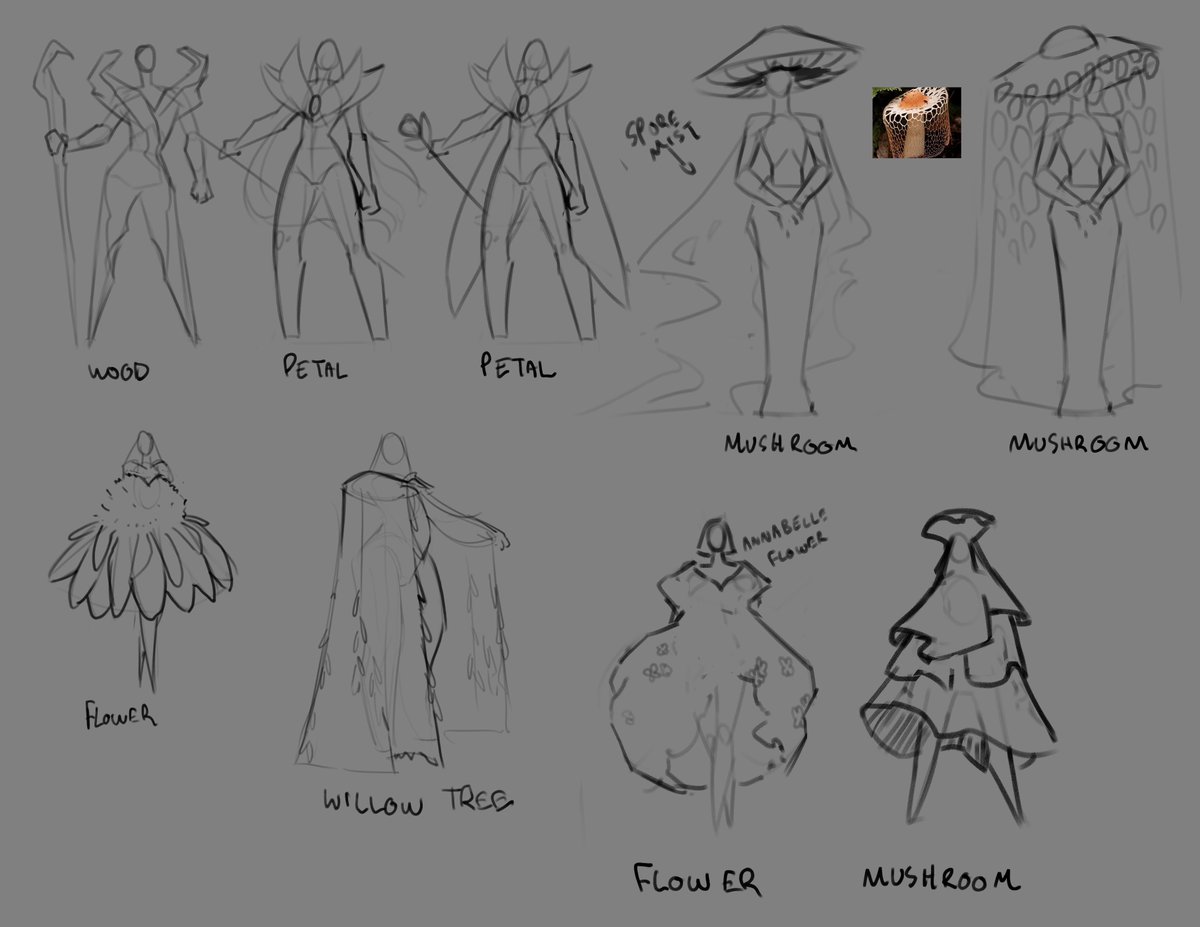 Well I have time to work on my own stuff now, so heres a second pass at some Dryad designs. 

Will probably be taking these select few to a more detailed level to test out. 