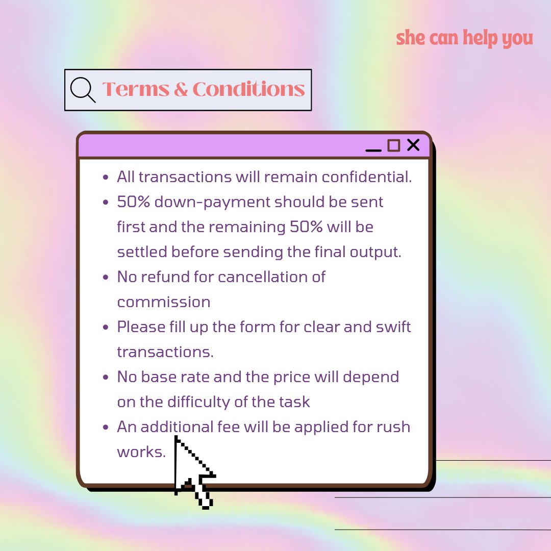 shecanhelpyou's tweet photo. Open for commissions! Essay, poem, brochure, power point presentation (English &amp; Filipino), we got it for you! Student-friendly price and a safe space awaits for you!✨

#shecanhelpyouproof : feedbacks 💗
#SheCanHelpYou 🫶🏼
#AcademicTwitter 
#commissionsopen https://t.co/OwYG93oJe2