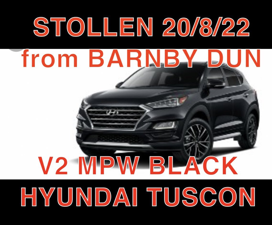 PLEASE HELP AND RETWEET
My Dads has been broken into in Doncaster. They have taken his car. Black Hyundai Tuscon registration V2 MPW
PLEASE KEEP A LOOK OUT AND LET ME KNOW IF YOU SEE OR HEAR OF ANYTHING