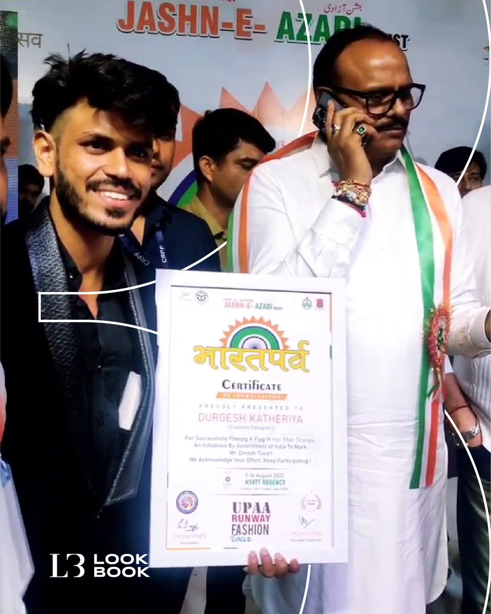 DesignerDurgesh's tweet photo. Thank you very much to the Uttar Pradesh Deputy CM for felicitating our founder Durgesh Katheriya at UPAA Runway Fashion.... #lookbookapparels #lookpremium
#kanpurfashion #fashion #designerdurgeshkatheriya #durgeshkatheriya #fashionbrand #luxury #luxurylifestyle #luxuryfashion https://t.co/KHts24HDBv