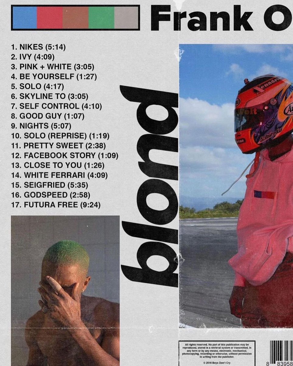 aplasticplant's tweet photo. 6 years ago today, frank ocean released the masterpiece that is blonde https://t.co/b4MStJedEY