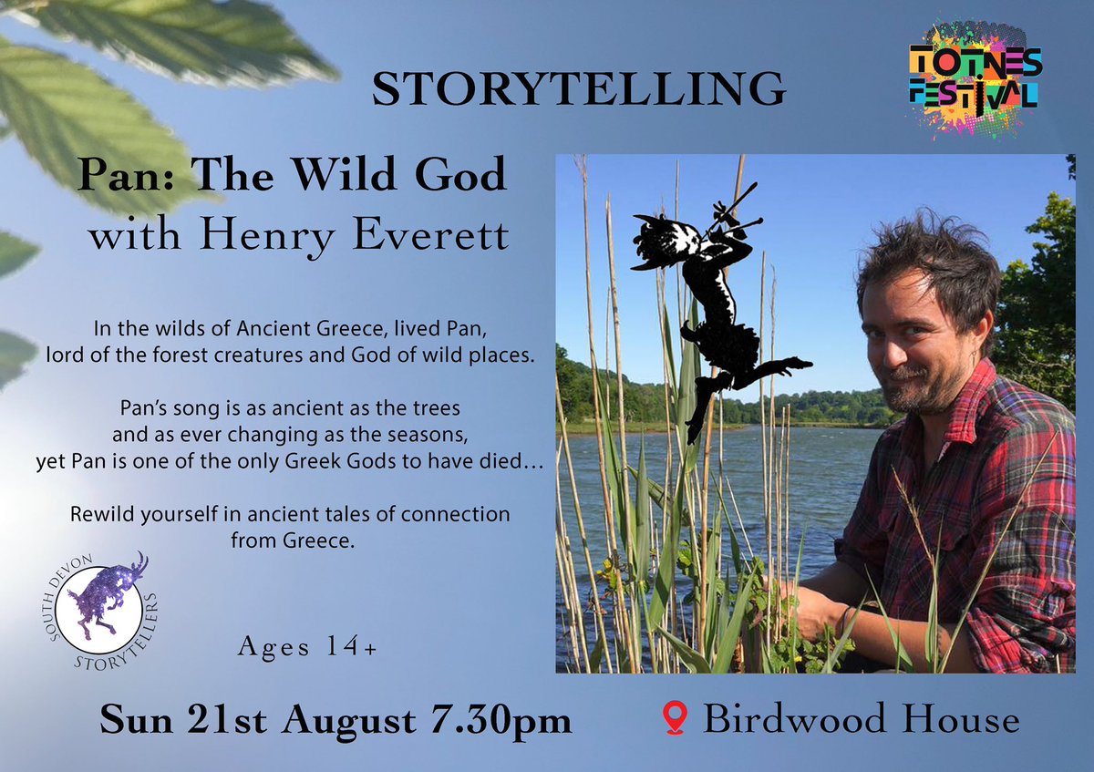 henrywre's tweet photo. @GeorgeMonbiot I’ll be Tales of the Wild from Ancient Greece: stories of Pan tomorrow (Sunday) 7.30pm at Birdwood House, Totnes… exploring ancient stories of our relationship with the wild. Tickets: https://t.co/xvwMntL7gO https://t.co/hHJ3h4G4Yo