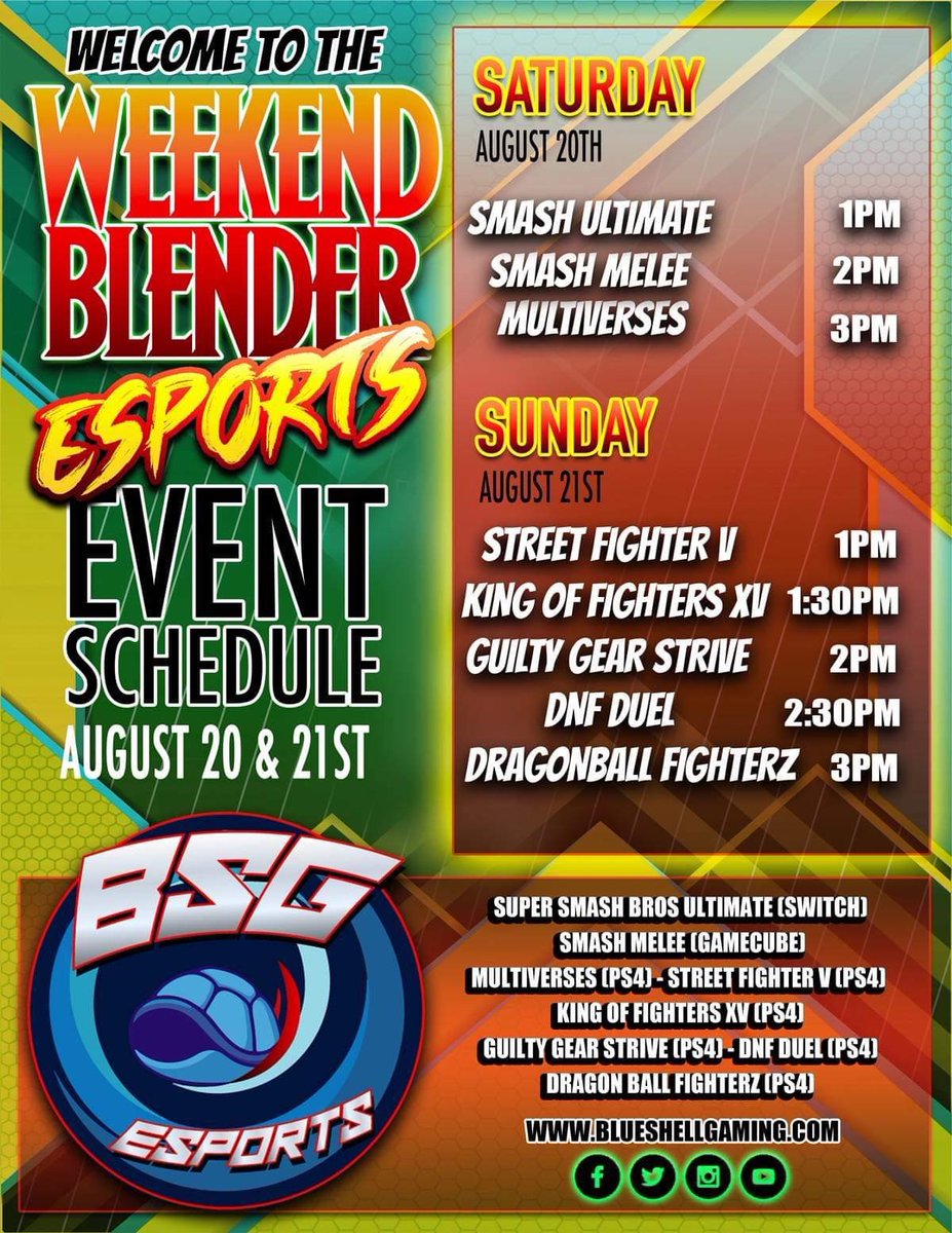 BlueShellESport's tweet image. Tomorrow is The Weekend Blender in Clovis!  
Venue $10  Game $10  
you can register here  tinyurl.com/Twbs22 
If you have any questions message @WavesAnotherOne or join our discord  
discord.gg/c4CAGKQgXu