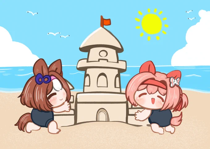 #夏休みはハルウララのイラストが増えるらしい 新刊「ハルウララのなつやすみ」のお気に入りワンシーン 