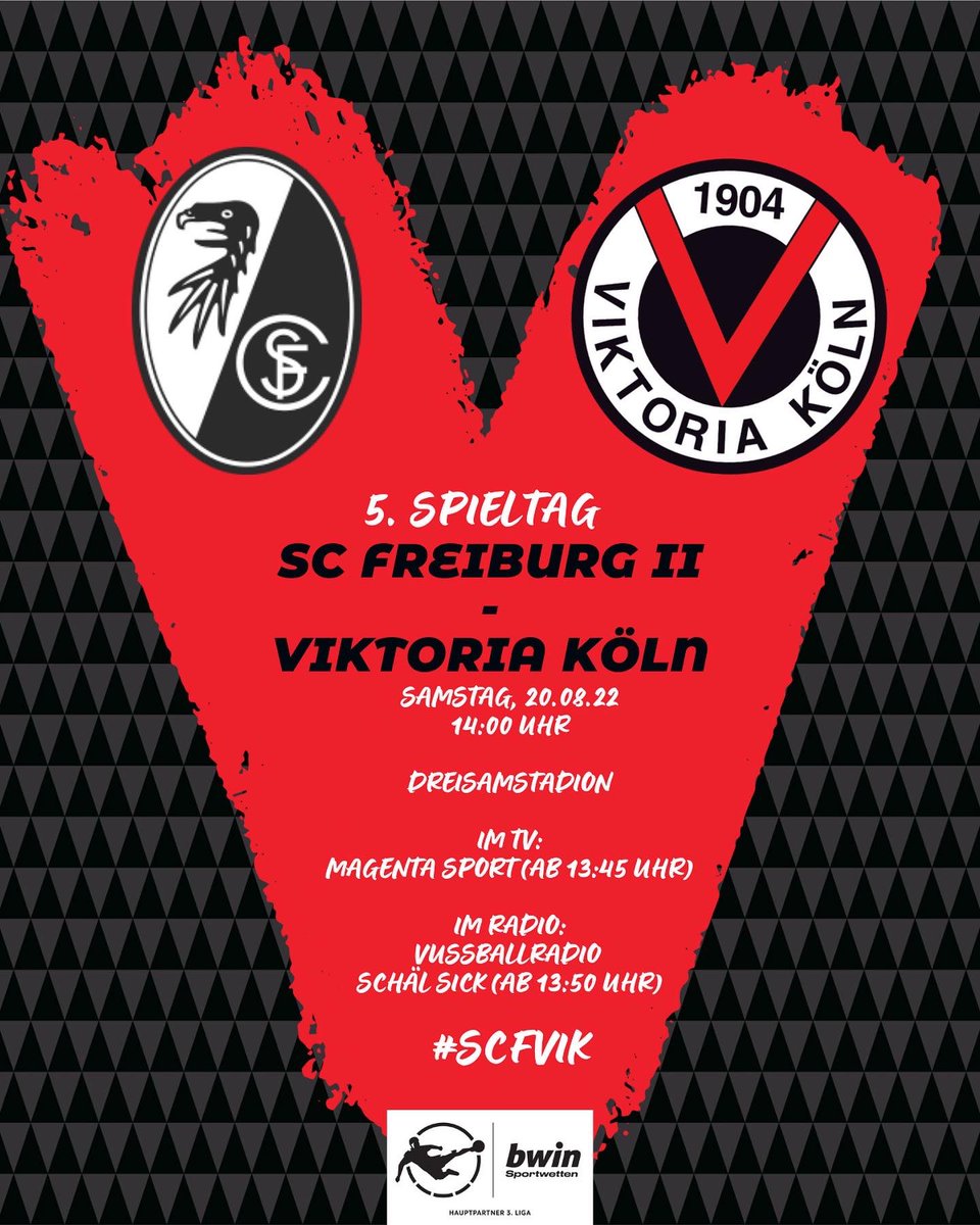 viktoria1904's tweet image. MATCHDAY Nummer 5️⃣! 🦾❤️🖤
_______
#SCFVIK #3Liga #Vussball