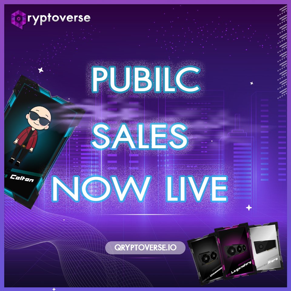 Qryptoverse's tweet photo. 👉PUBLIC SALES IS NOW LIVE!!! 💻
Registration at  https://t.co/A890XDxiZb 
#NFTCollection #NFTgame #Qryptoverse #POE #stake https://t.co/tAaT4QcCnG
