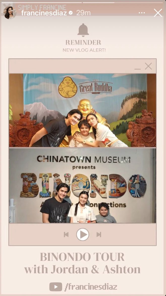 teamashcineofc's tweet photo. What a great surprise! Binondo tour with Ashton &amp; Jordan will be up later at Francine's YT Channel! 🤍

#FrancineDiaz | @francinecarreld
#AshtonSalvador | @_ashtonnp 
#AshCine https://t.co/UgJ05nfmTM