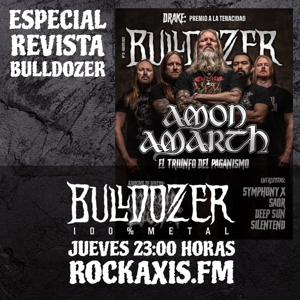 rockaxisoficial's tweet photo. Hoy, a partir de las 00:00 horas, escucha un completo especial de la edición que trae en portada a #AmonAmarth. Además, repasaremos las entrevistas a #SymphonyX, #Saor, #DeepSun, el ranking de #MorbidAngel y más.
Sintoniza https://t.co/alSwSaoi5t | Conduce @RodrigoBravoB https://t.co/aS7YxxDC0x