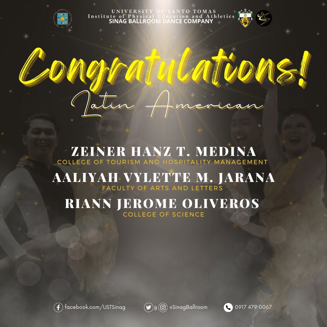 sinagballroom's tweet photo. Congratulations and a big warm welcome to the new trainees of our dancing family who have passed the auditions! 🐯🔥

We look forward to dancing and training with you very soon! 💛

Board by: Justine Agpalo 
Caption by: Luigi Mendiola https://t.co/dHz42O16xl