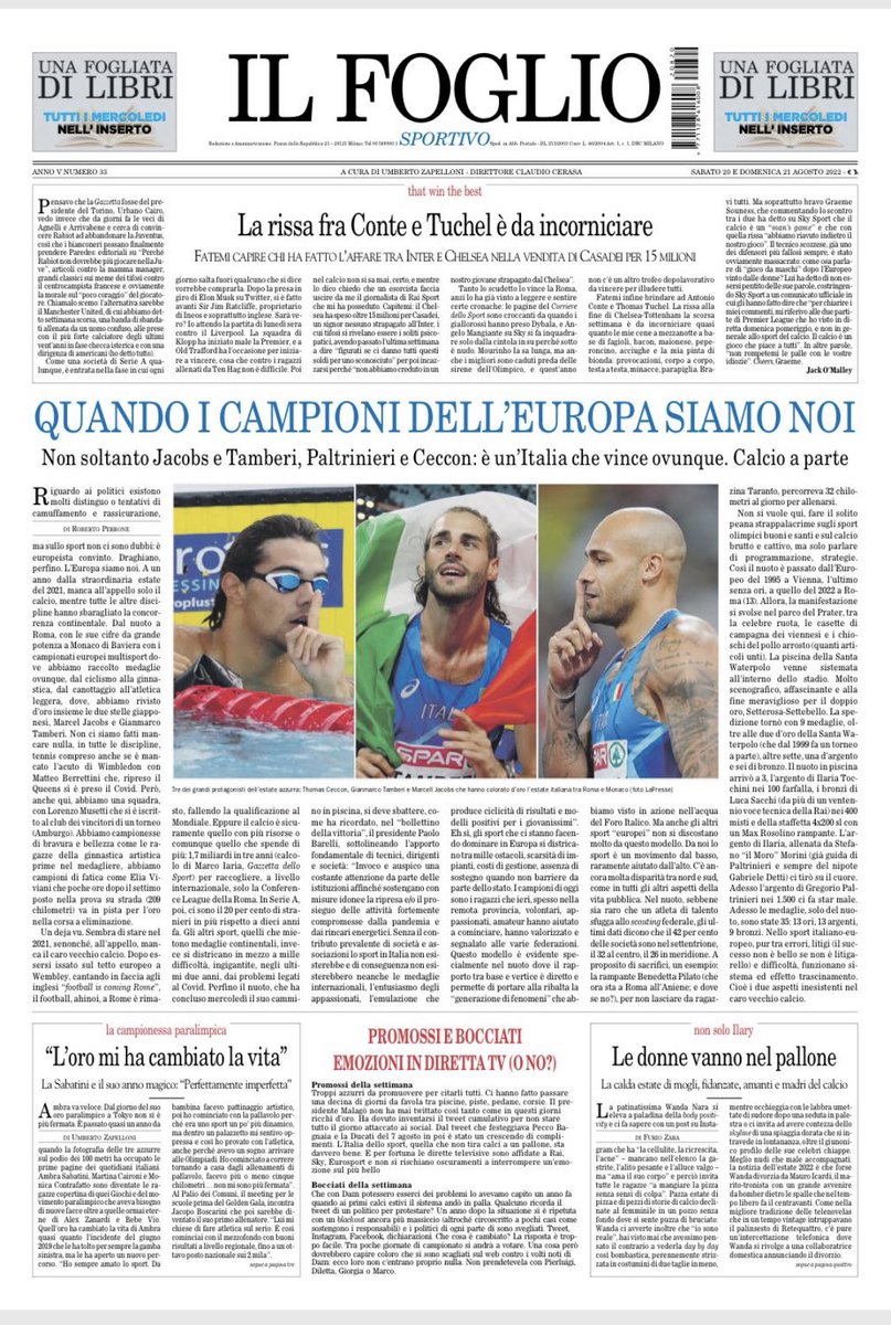 Il weekend de <a href="/ilfoglio_it/">Il Foglio</a> con lo scoop #Ruberti e lo sportivo tra i trionfi europei (calcio escluso) il secco #allegri la scoperta #farioli il peso delle signore. E poi Ambra Sabatini. Il caso #KD i libri su <a href="/Giannis_An34/">Giannis Antetokounmpo</a>. I conti del #Barcelona. Le differenze Nord Sud
