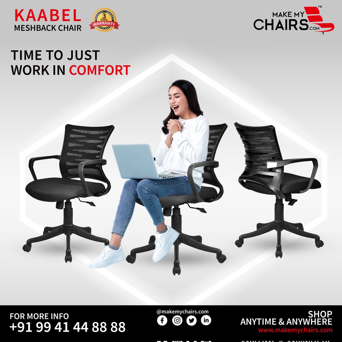 makemychairs's tweet photo. Time to just
#WORK in #COMFORT.
Visit our products: https://t.co/Jxr1SkmD4w
Experience center: https://t.co/QNZv0FIOPP
#makemychairs #furniturestore #Furniture #Furnitureshop #homeoffice
#officechairs #Worksationchair
#Executivechairs
#Meshchairs #Homechair
#Chairs https://t.co/nFfE1pFywF