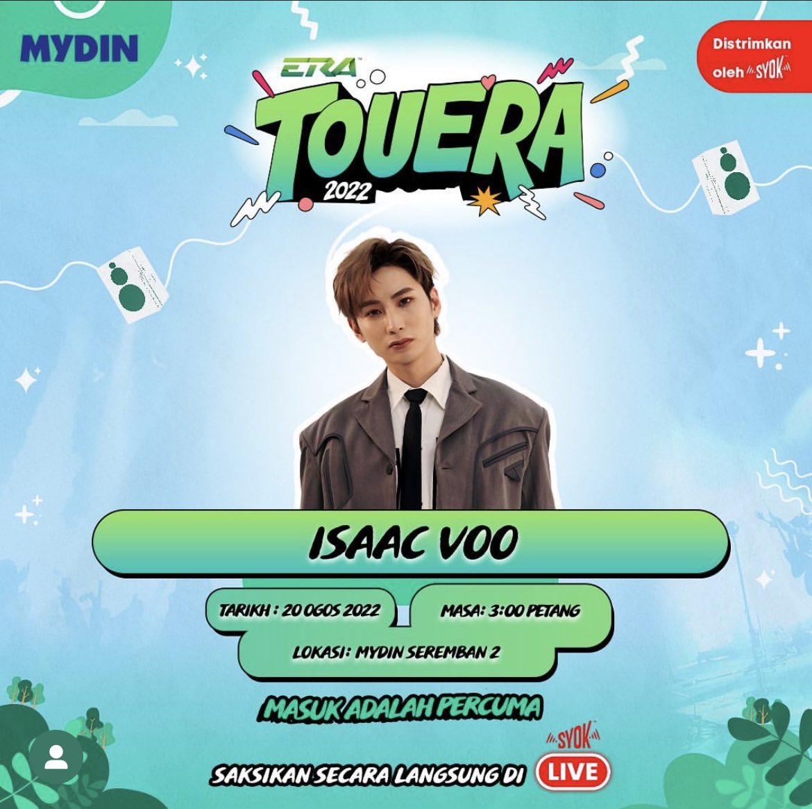 msiakpopfans's tweet photo. [TODAY] Konsert TouERA by @ERAdotje

📆: 20th August 2022 (Saturday)
🕒: 3pm
📍: Mydin Mall Seremban 2
🎤: A.HAKIMI, WARIS, DE FAM, KEISYA LEVRONKA, ISAAC VOO, AMIR MASDI, INSOMNIACKS, HAEL HUSAINI, ALIF SATAR &amp; THE LOCOS
🎟️: Open for public
#️⃣: #TourERA https://t.co/238KJDjpCd