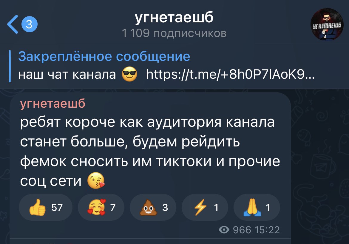 kiska_malinka's tweet photo. увидела сегодня такой вот ТГ канал ущемленных 🐮жланов. Постят они всякий не толерантный контент который выходит за все рамки. Так они еще и собираются проводить рейды, сестрини прошу соберитесь и помогите с ними что то сделать так дело оставлять нельзя!!! https://t.co/9Ui0RPudeI